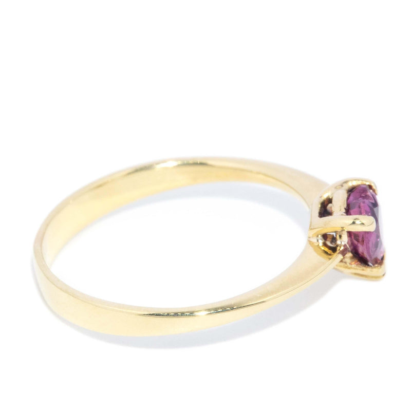 Vintage Circa 1970s Deep Pink Heart Ruby Ring 9 Carat Gold