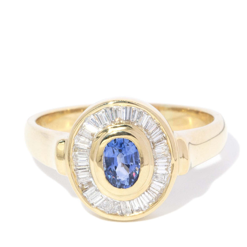 Vintage Circa 1990s Sapphire & Diamond Halo Ring 18 Carat Gold