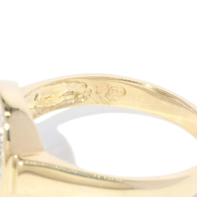 Vintage Circa 1990s Sapphire & Diamond Halo Ring 18 Carat Gold