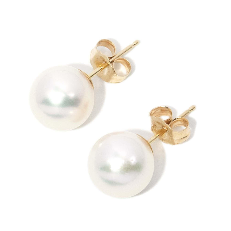 Vintage Circa 1980s Akoya Pearl Stud Earrings 14 Carat Gold