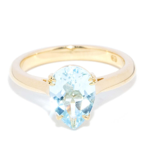 Contemporary Blue Topaz Solitaire Ring in 18 Carat Yellow Gold