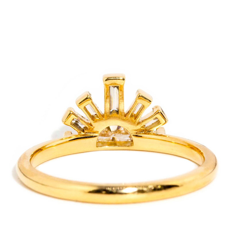 Solace Half Moon & Baguette Diamond Rising Sun Ring 18ct Gold* DRAFT Rings Imperial Jewellery 