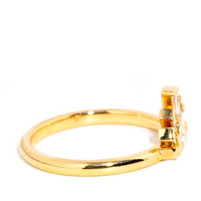 Solace Half Moon & Baguette Diamond Rising Sun Ring 18ct Gold* DRAFT Rings Imperial Jewellery 