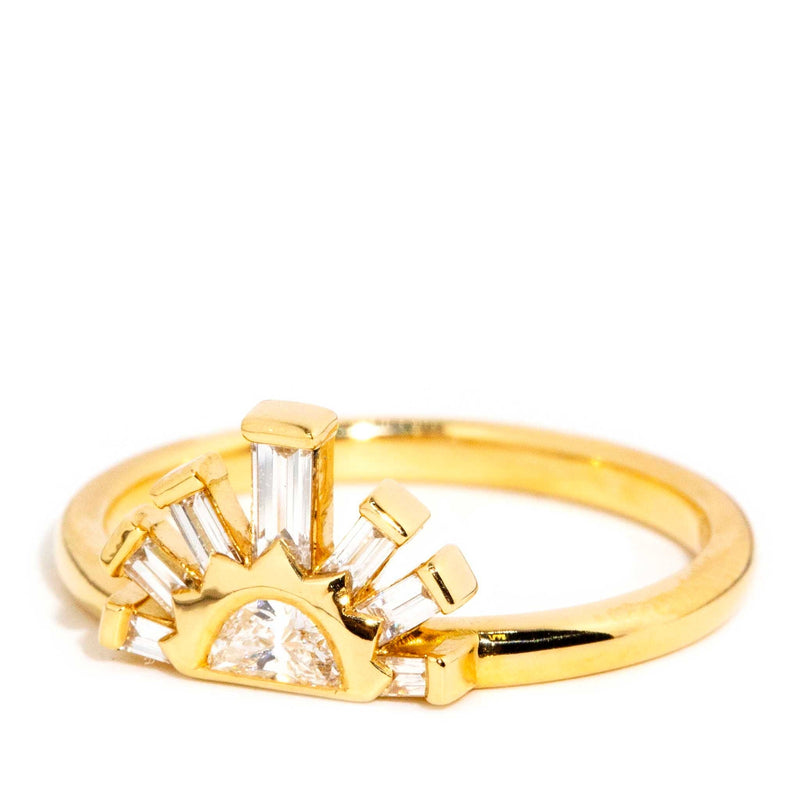 Solace Half Moon & Baguette Diamond Rising Sun Ring 18ct Gold* DRAFT Rings Imperial Jewellery 