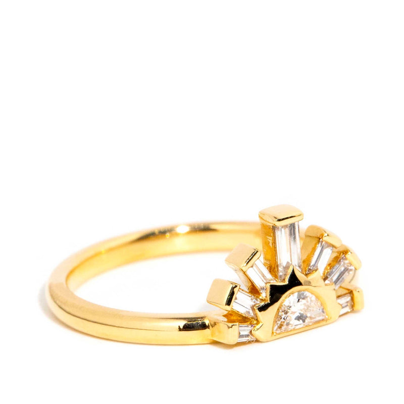 Solace Half Moon & Baguette Diamond Rising Sun Ring 18ct Gold* DRAFT Rings Imperial Jewellery 