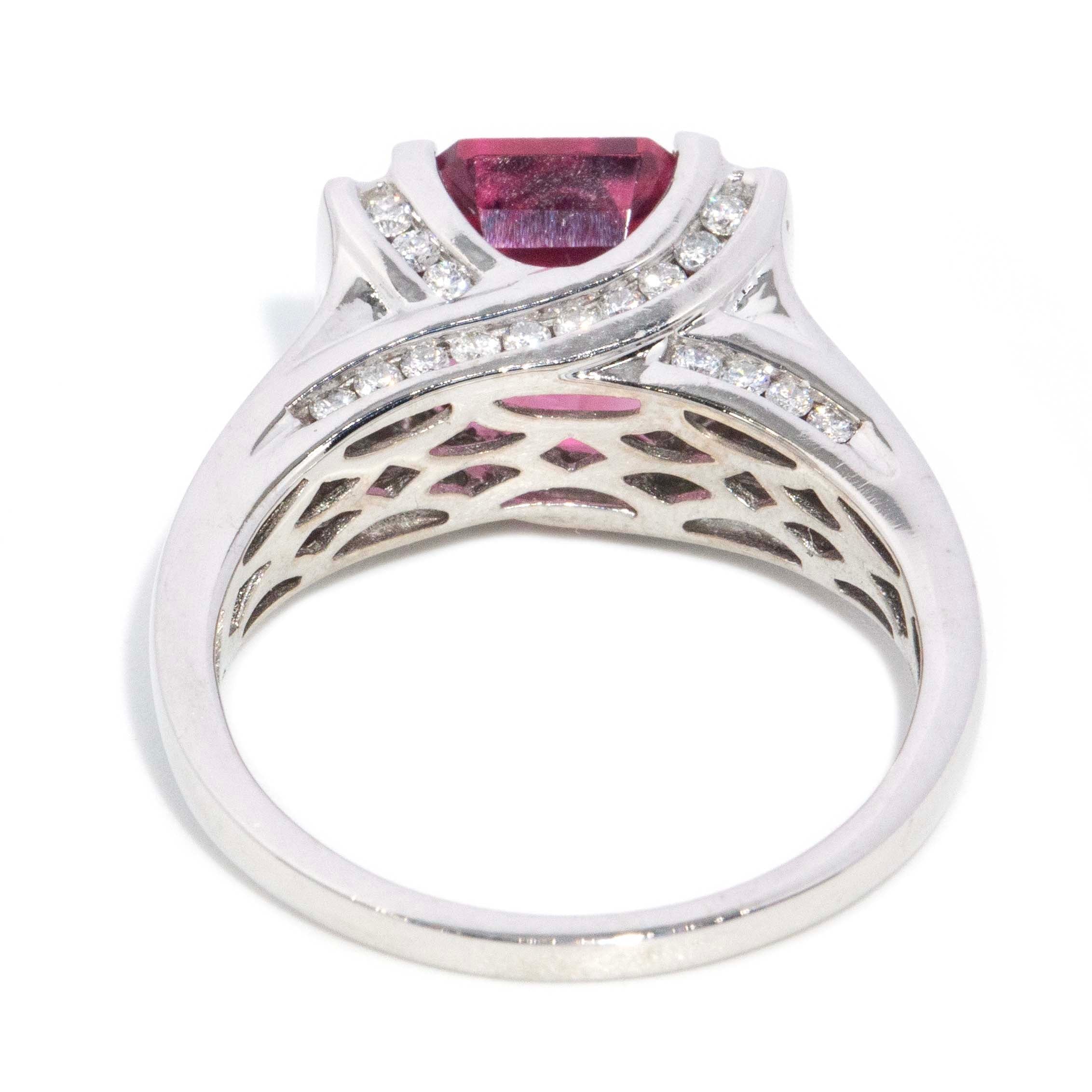 Solina Pink Tourmaline & Diamond Ring 14ct White Gold Rings Imperial Jewellery 
