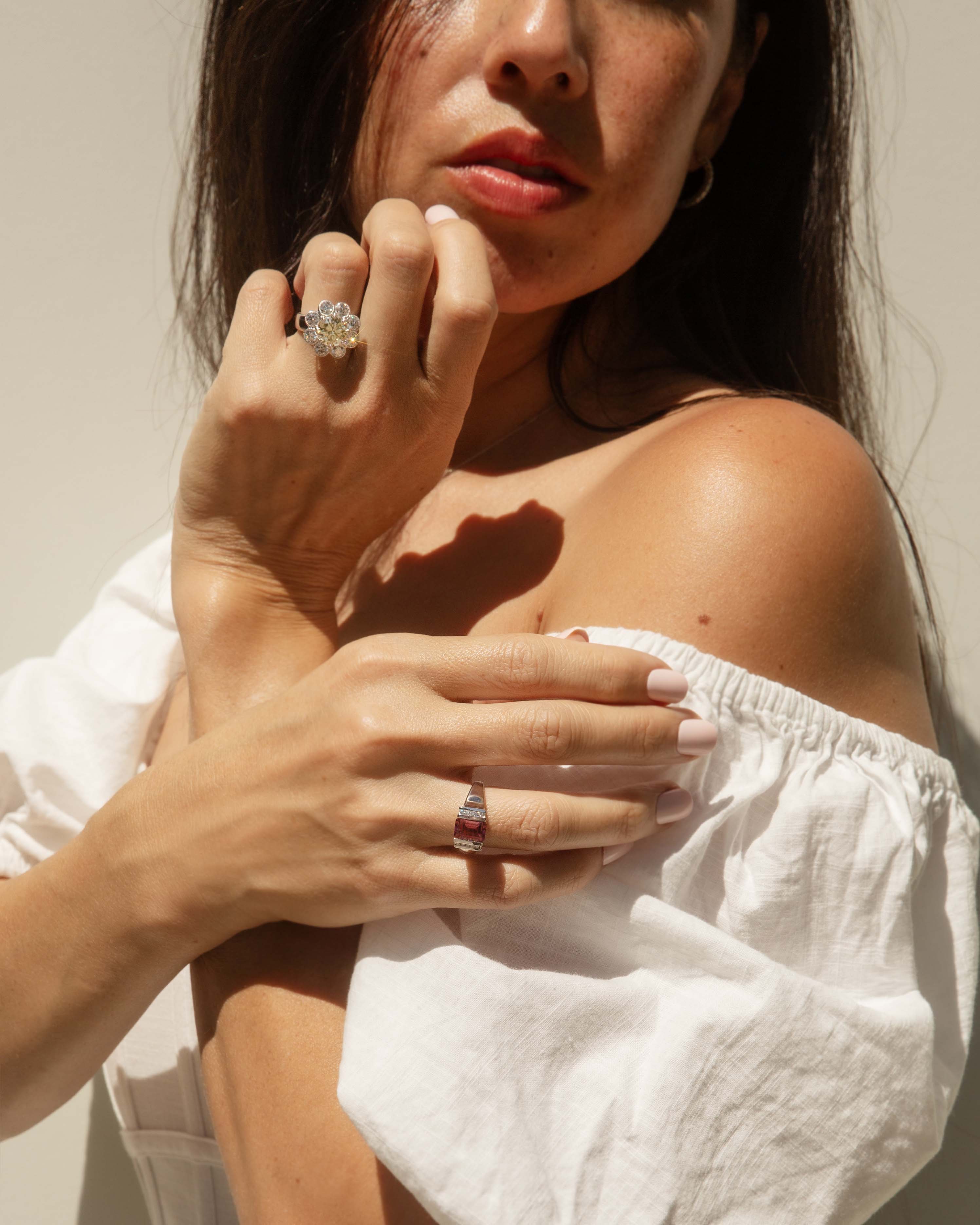 Solina Pink Tourmaline & Diamond Ring 14ct White Gold Rings Imperial Jewellery 