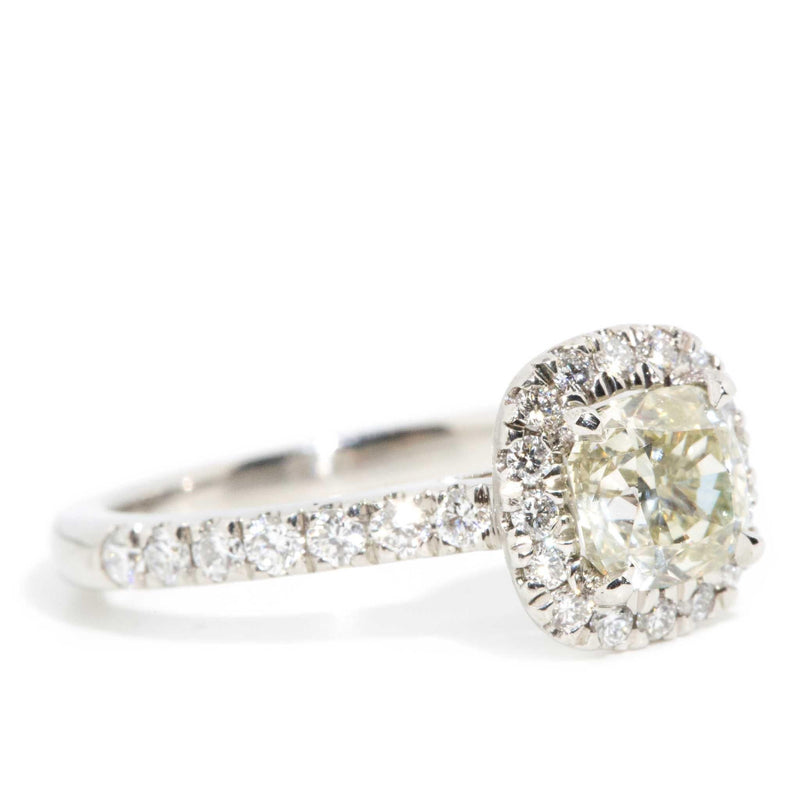 Soniqa Certified 1.60 Carat Diamond Halo Ring Platinum