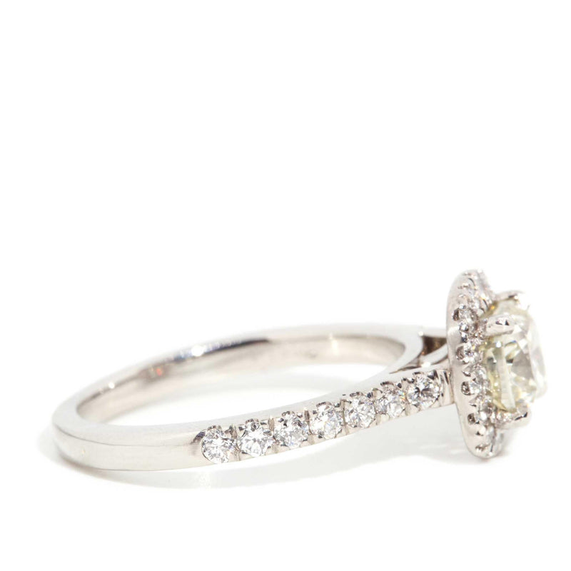 Soniqa Certified 1.60 Carat Diamond Halo Ring Platinum