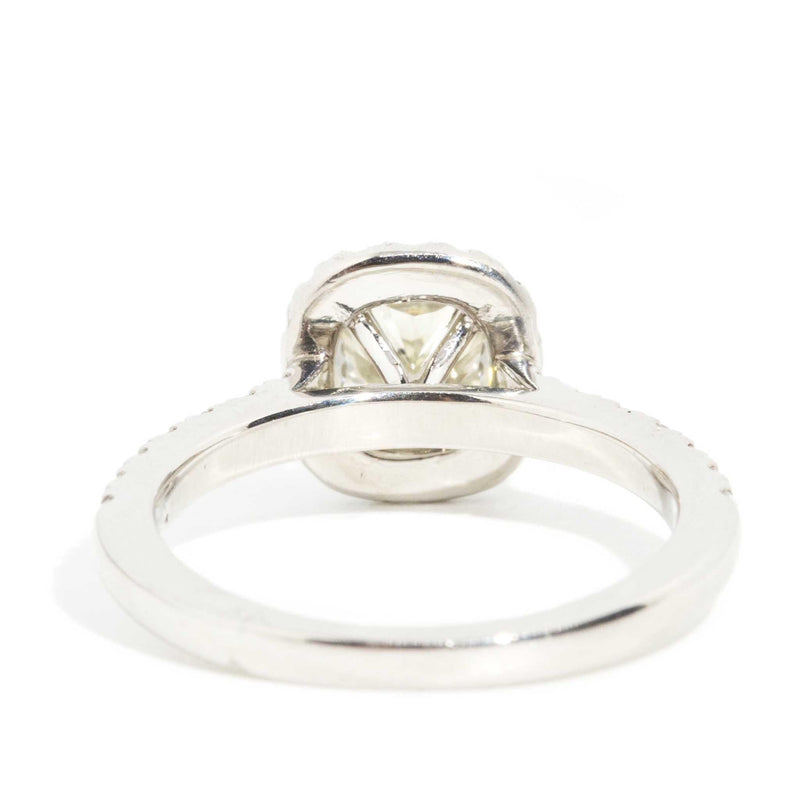 Soniqa Certified 1.60 Carat Diamond Halo Ring Platinum