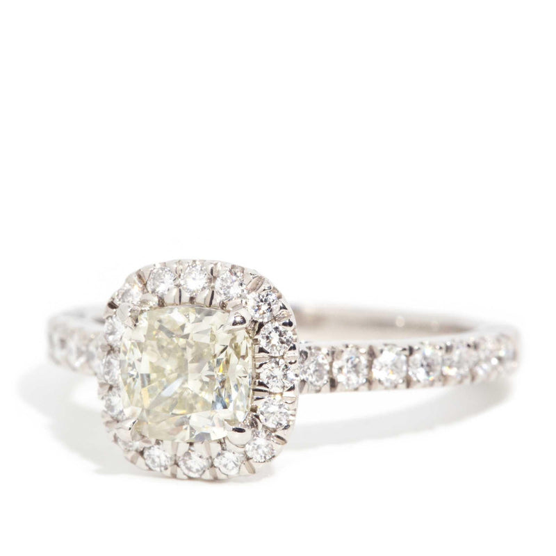 Soniqa Certified 1.60 Carat Diamond Halo Ring Platinum