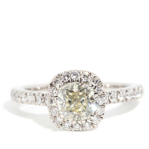 Soniqa IGI 1.16ct Cushion Cut Diamond Platinum Halo Ring