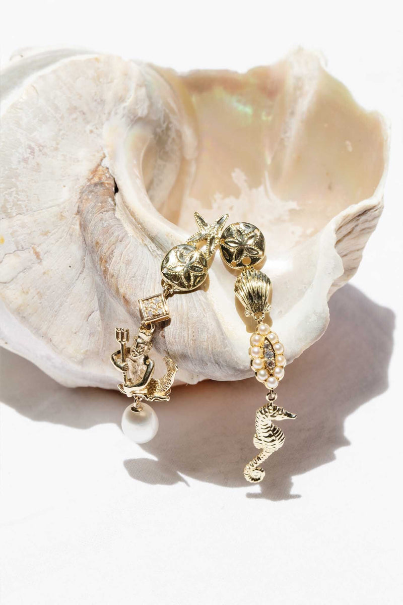 Sophia Reinvented Diamond & Pearl Earrings 9ct Gold Earrings Imperial Jewellery 