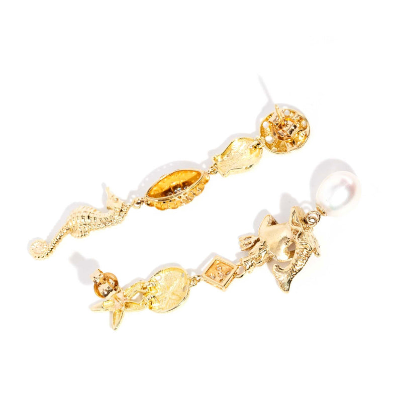 Sophia Reinvented Diamond & Pearl Earrings 9ct Gold Earrings Imperial Jewellery 