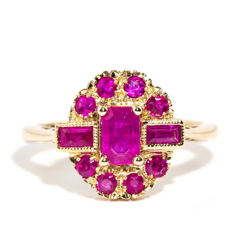 Sophia Ruby Milgrain Cluster Ring 9ct Gold* DRAFT Rings Imperial Jewellery Imperial Jewellery - Hamilton 
