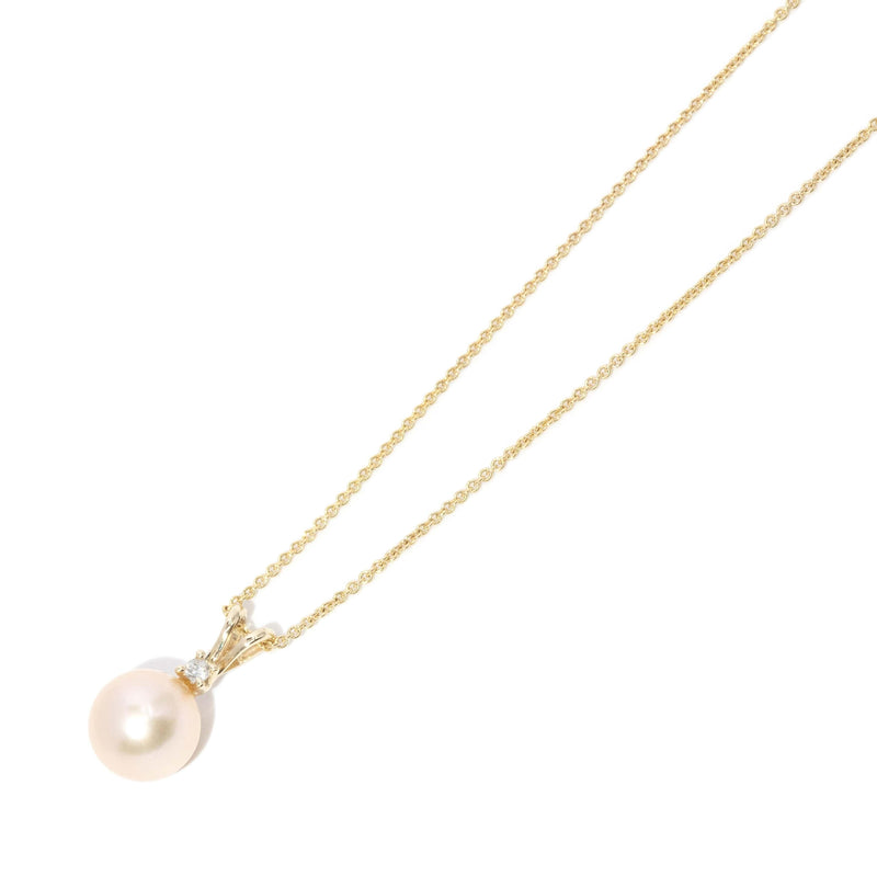 Vintage Circa 1990s Pearl & Diamond Pendant 14 Carat Yellow Gold