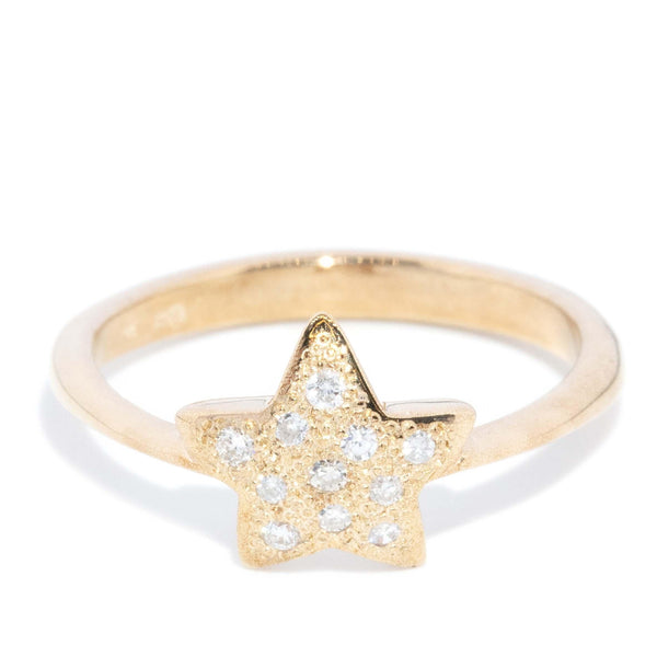 Contemporary Diamond Star Cluster Ring 9 Carat Yellow Gold