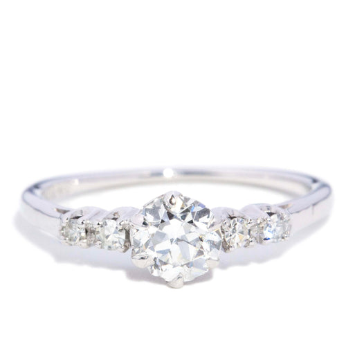 Stella Old Cut Diamond Five Stone Ring 14K White Gold