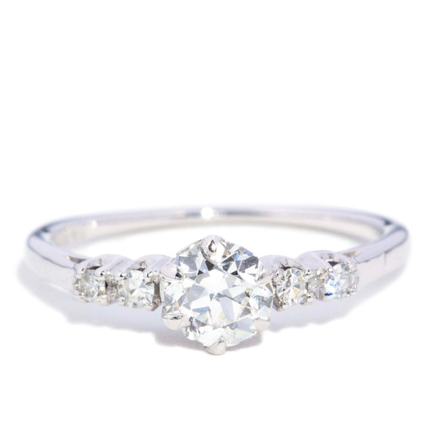 Stella Vintage Circa 1950s Old Cut Diamond Five Stone Ring 14ct White Gold Rings Imperial Jewellery 