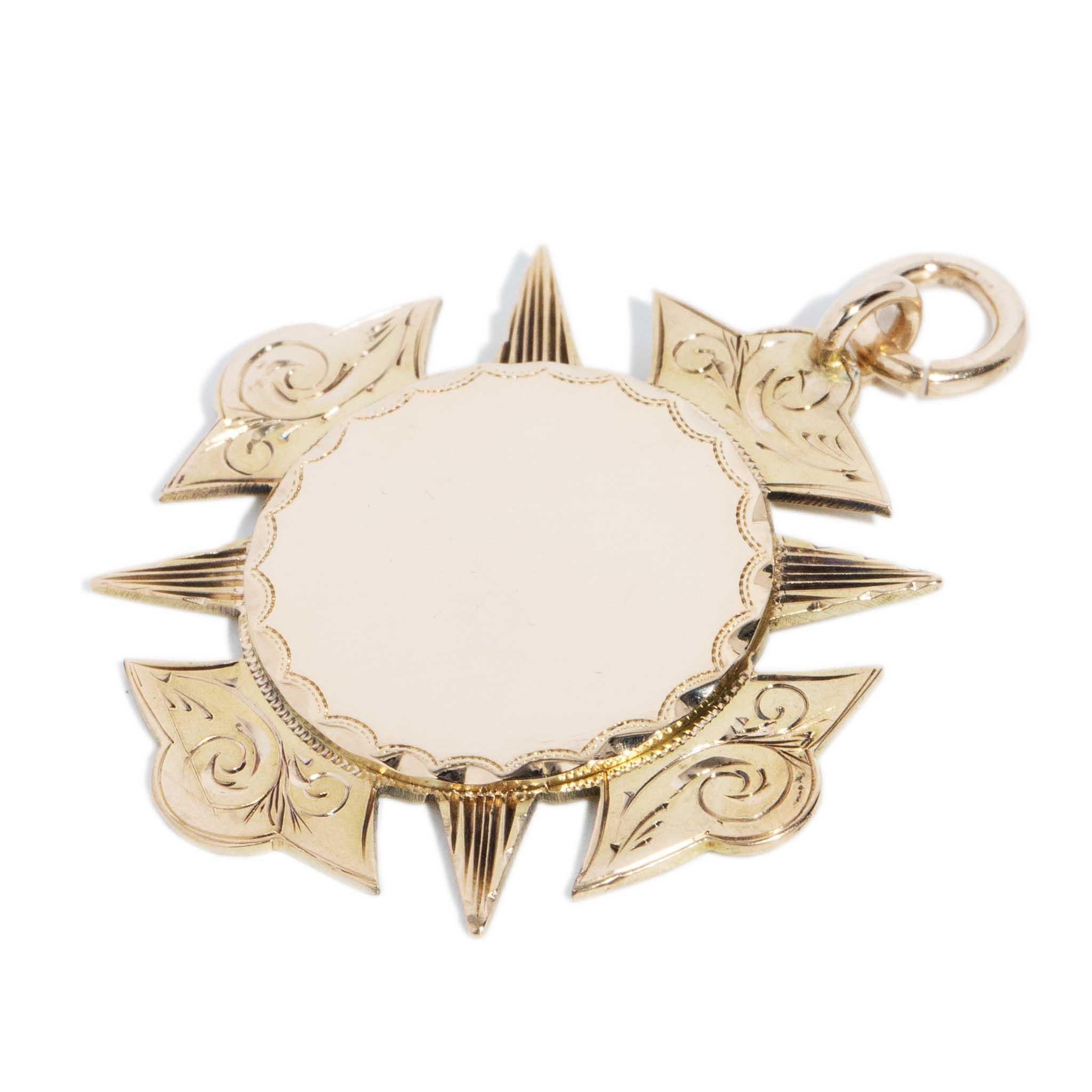 Antique 1906 Edwardian Cross Award Pendant 15 Carat Gold