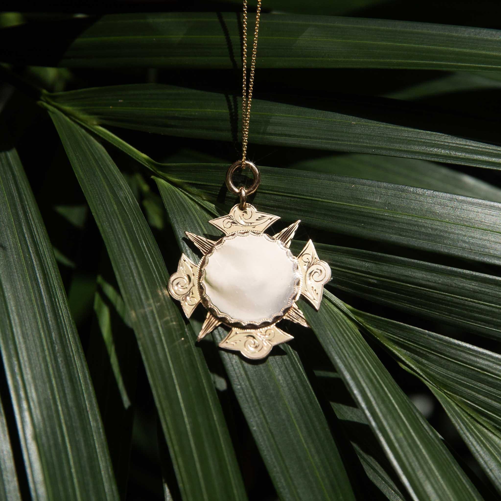 Antique 1906 Edwardian Cross Award Pendant 15 Carat Gold