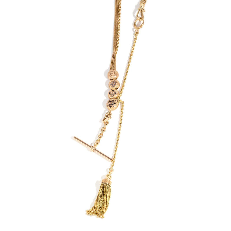 Suelaidy 1920s Enamel Bead Tassel & Tog Chain 15ct 18ct 9ct Pendants/Necklaces Imperial Jewellery 