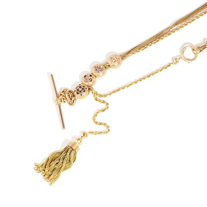 Suelaidy 1920s Enamel Bead Tassel & Tog Chain 15ct 18ct 9ct Pendants/Necklaces Imperial Jewellery 