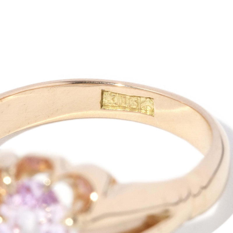 Vintage Circa 1930s Pale Pink Topaz Gypsy Ring 15 Carat Gold