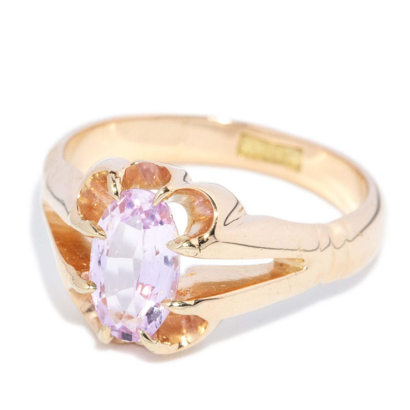 Vintage Circa 1930s Pale Pink Topaz Gypsy Ring 15 Carat Gold