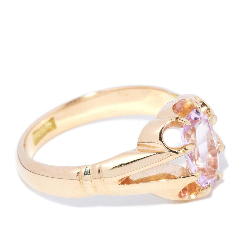 Vintage Circa 1930s Pale Pink Topaz Gypsy Ring 15 Carat Gold