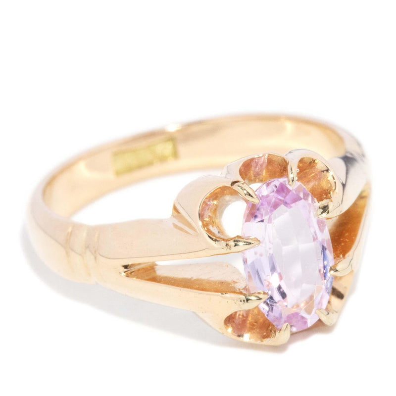 Vintage Circa 1930s Pale Pink Topaz Gypsy Ring 15 Carat Gold