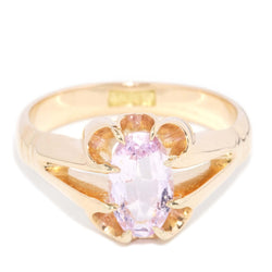 Vintage Circa 1930s Pale Pink Topaz Gypsy Ring 15 Carat Gold