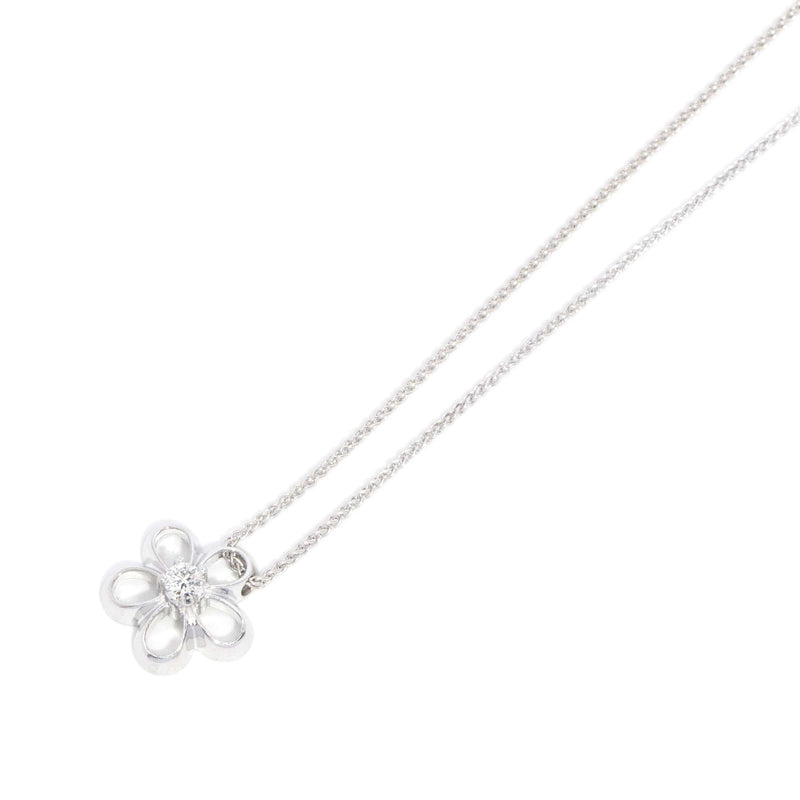 Contemporary Diamond Flower Pendant & Chain 18 Carat White Gold