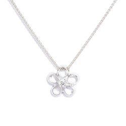 Contemporary Diamond Flower Pendant & Chain 18 Carat White Gold