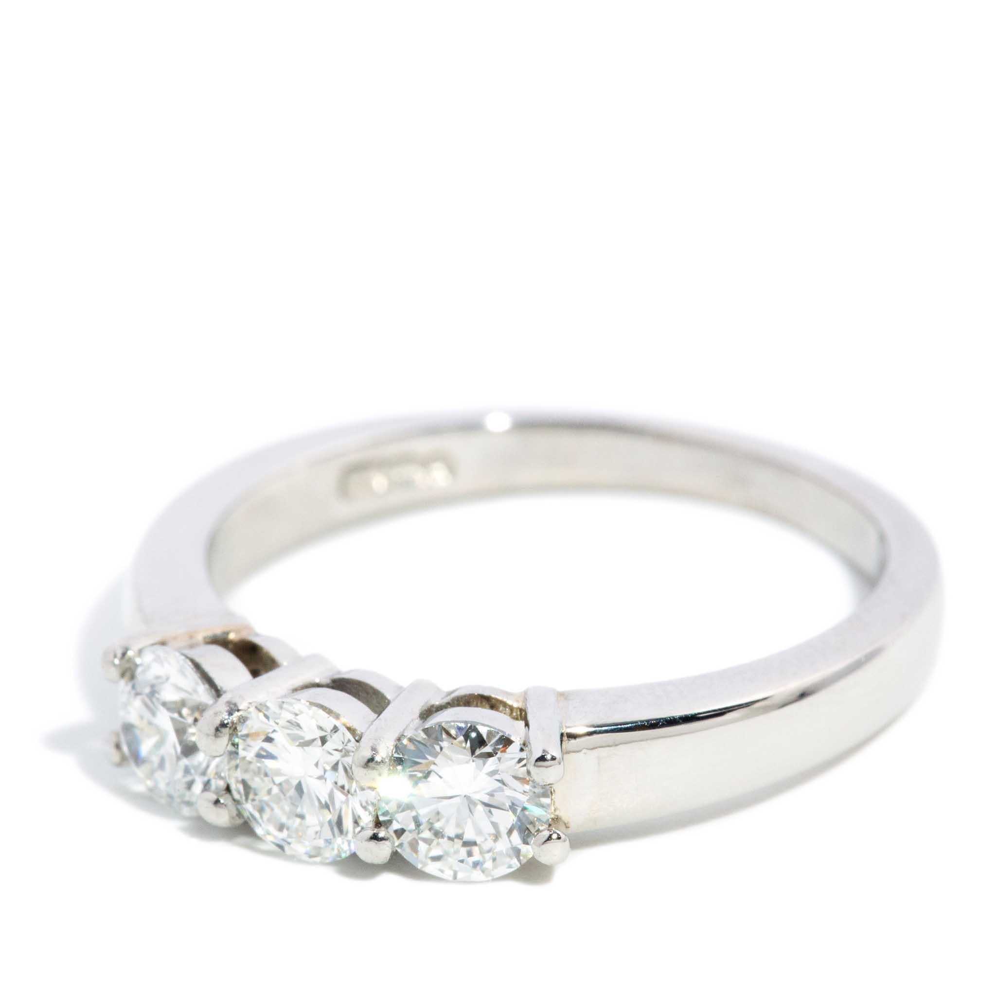 Contemporary Round Brilliant Diamond Three Stone Ring Platinum ...