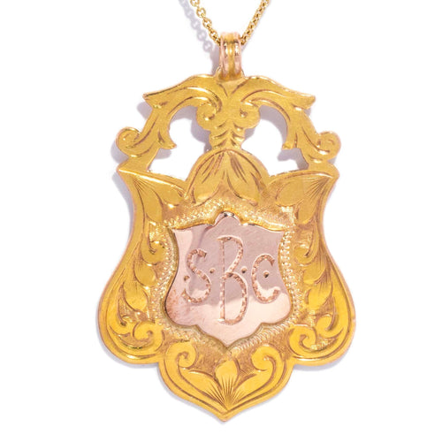 Sweeney Medallion Award Shield Pendant 9K Yellow Gold