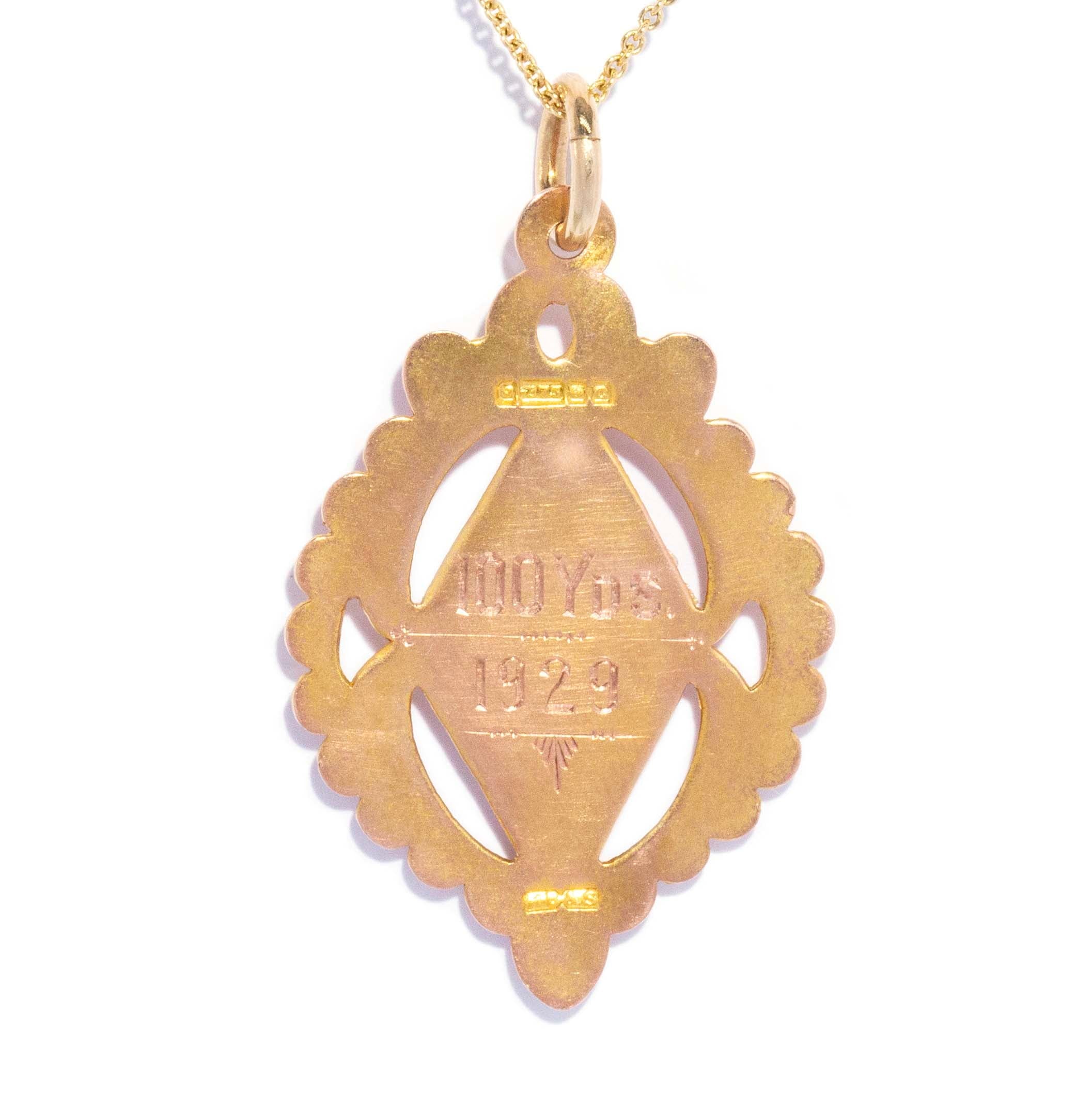 Sweetpea 1929 Award Pendant 9ct Rose Gold Pendants/Necklaces Imperial Jewellery 