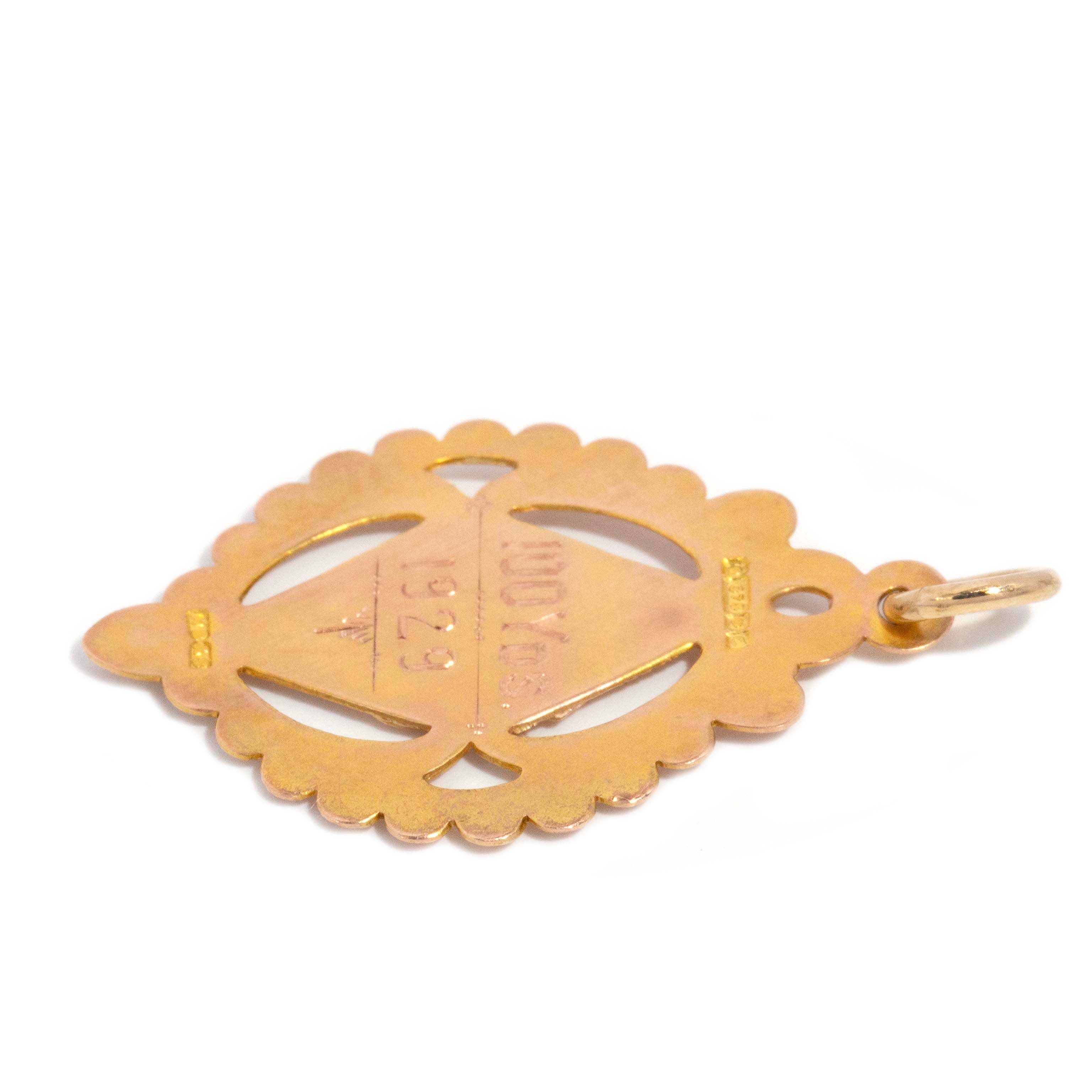 Sweetpea 1929 Award Pendant 9ct Rose Gold Pendants/Necklaces Imperial Jewellery 