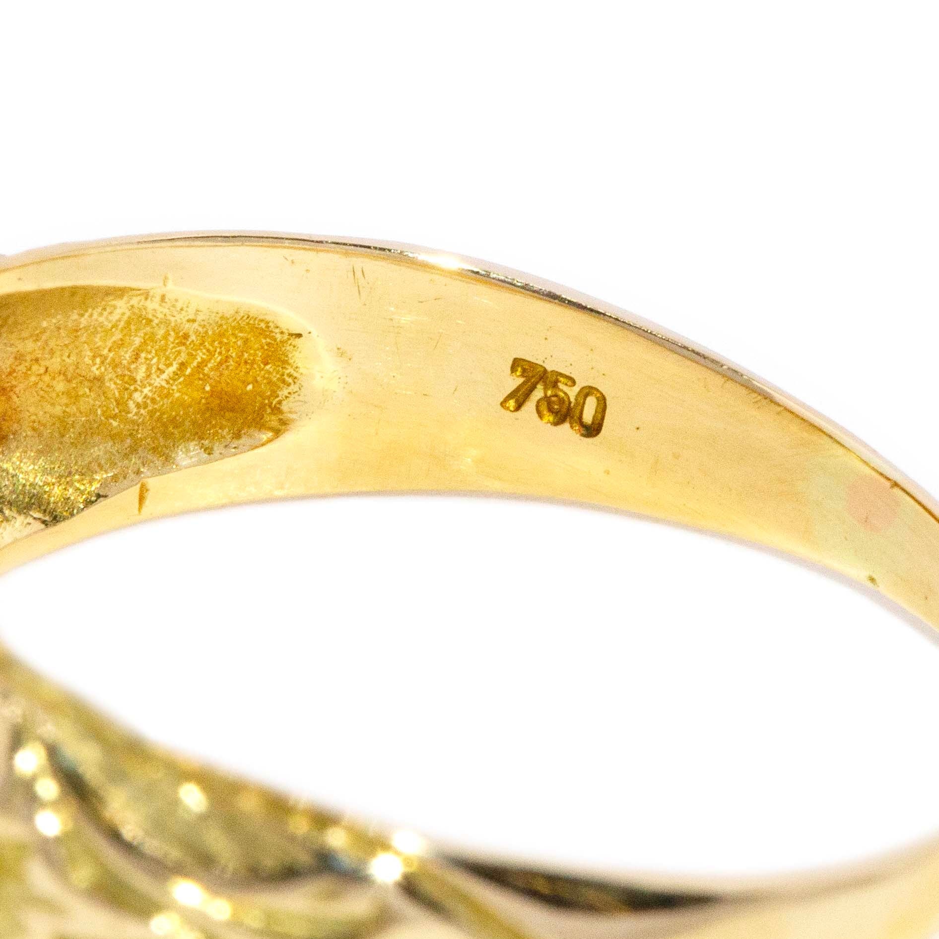 Sylvia Victorian Era Diamond Engraved & Domed Three Stone Ring 18ct Yellow Gold Rings Imperial Jewellery 