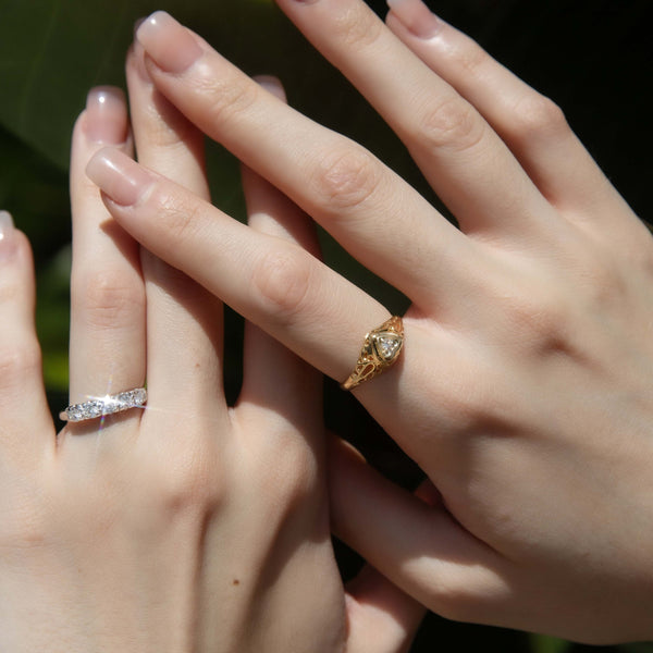 Sylvie 1970s Diamond Openwork Heart Ring 18ct Gold Rings Imperial Jewellery 