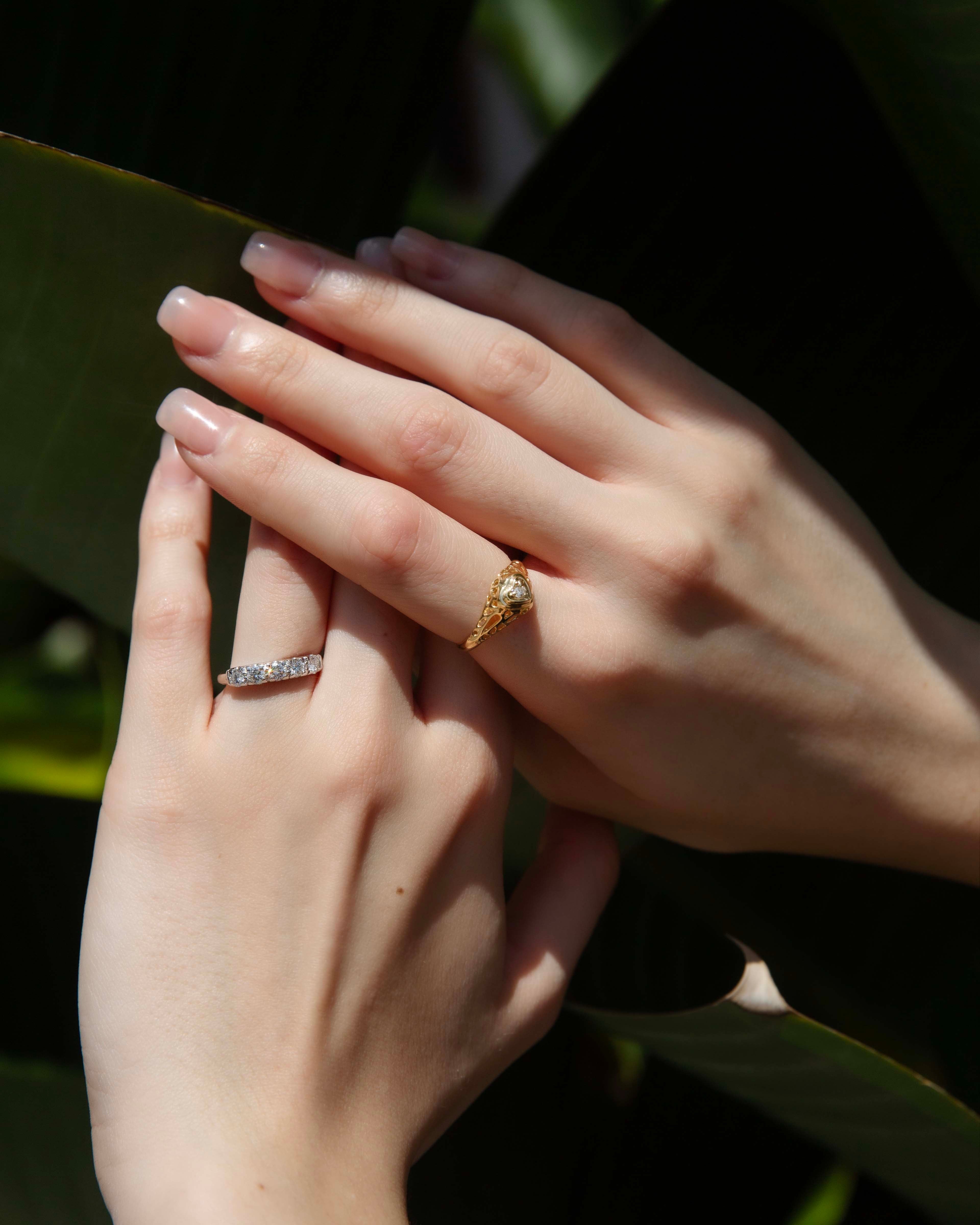 Sylvie 1970s Diamond Openwork Heart Ring 18ct Gold Rings Imperial Jewellery 