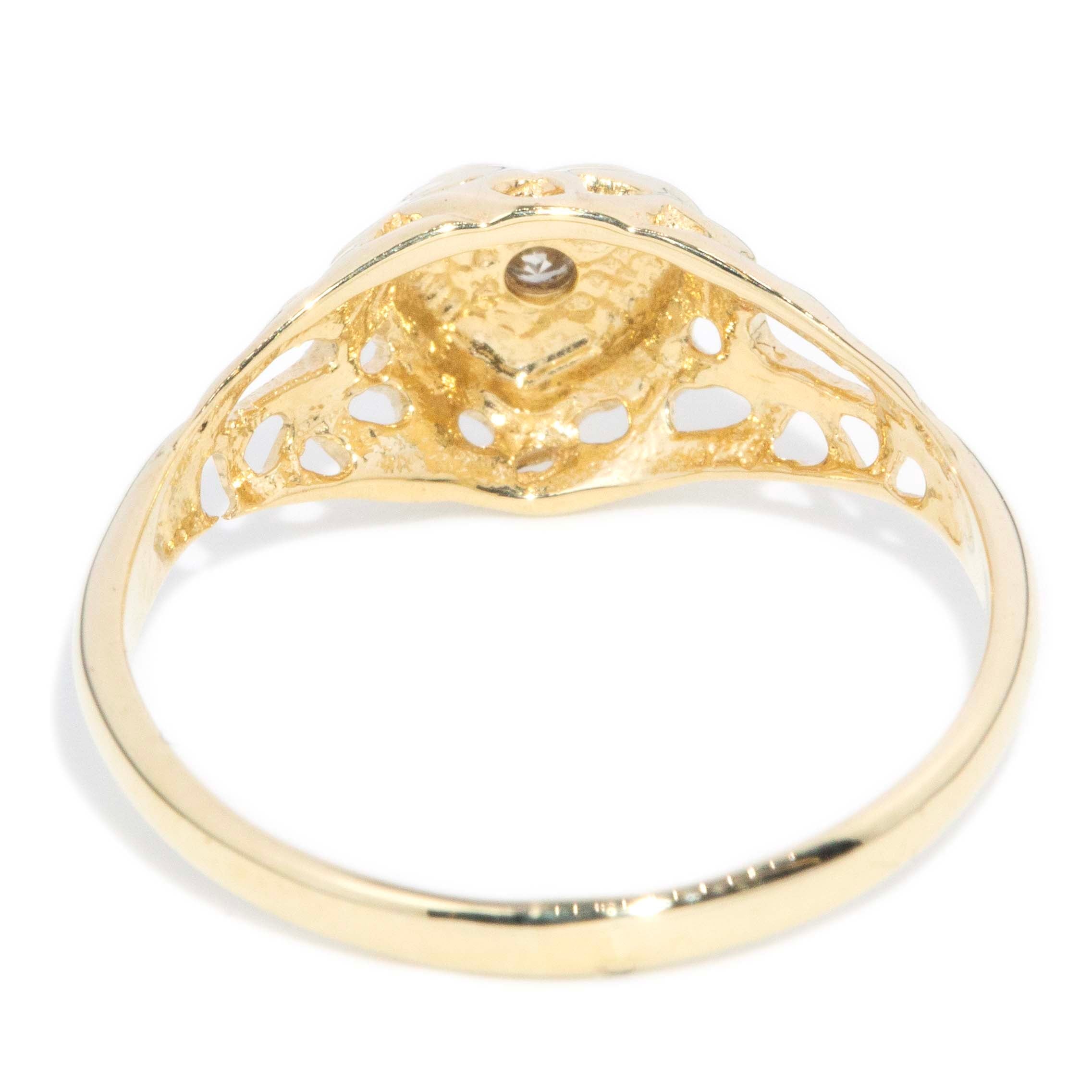 Sylvie 1970s Diamond Openwork Heart Ring 18ct Gold Rings Imperial Jewellery 