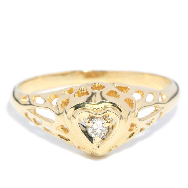 Sylvie 1970s Diamond Openwork Heart Ring 18ct Gold Rings Imperial Jewellery 