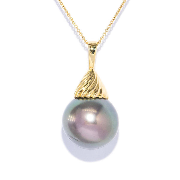 Talila Vintage Circa 1980s Tahitian Pearl Swirl Pendant 18ct Yellow Gold Pendants/Necklaces Imperial Jewellery 