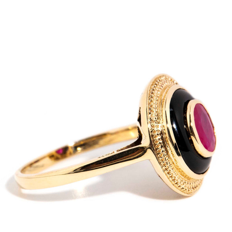 Tallulah Ruby & Onyx Ring 9ct Gold* DRAFT Rings Imperial Jewellery 