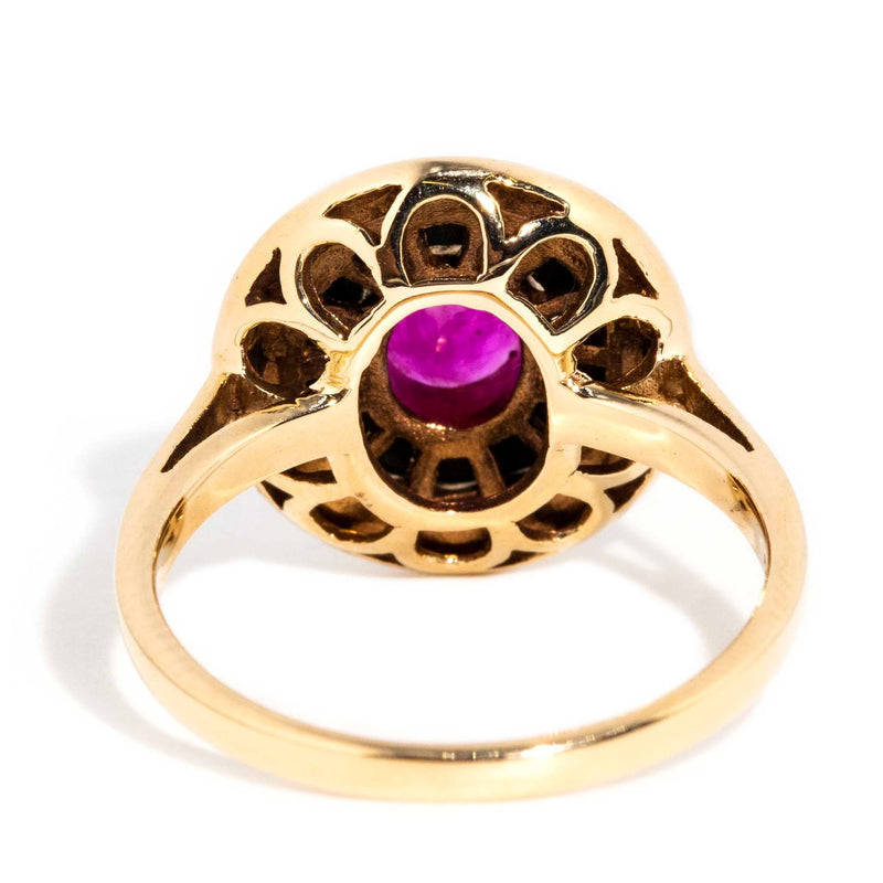 Contemporary Oval Ruby Onyx Textured Ring 9 Carat Yellow Gold Imperial Jewellery