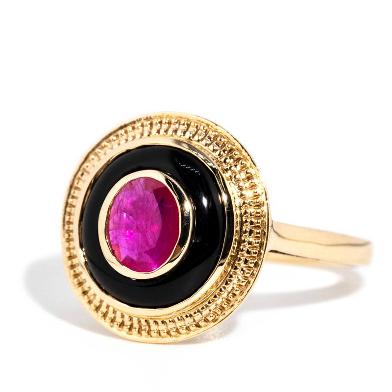 Tallulah Ruby & Onyx Ring 9ct Gold* DRAFT Rings Imperial Jewellery 