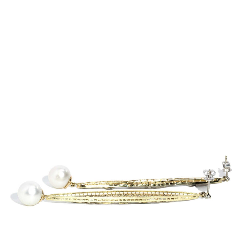 Talulah Re-invented 1900s Diamond & Pearl Earrings 14ct & Platinum