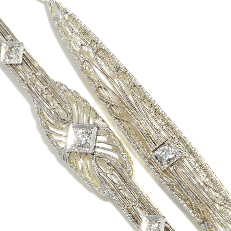Talulah Re-invented 1900s Diamond & Pearl Earrings 14ct & Platinum