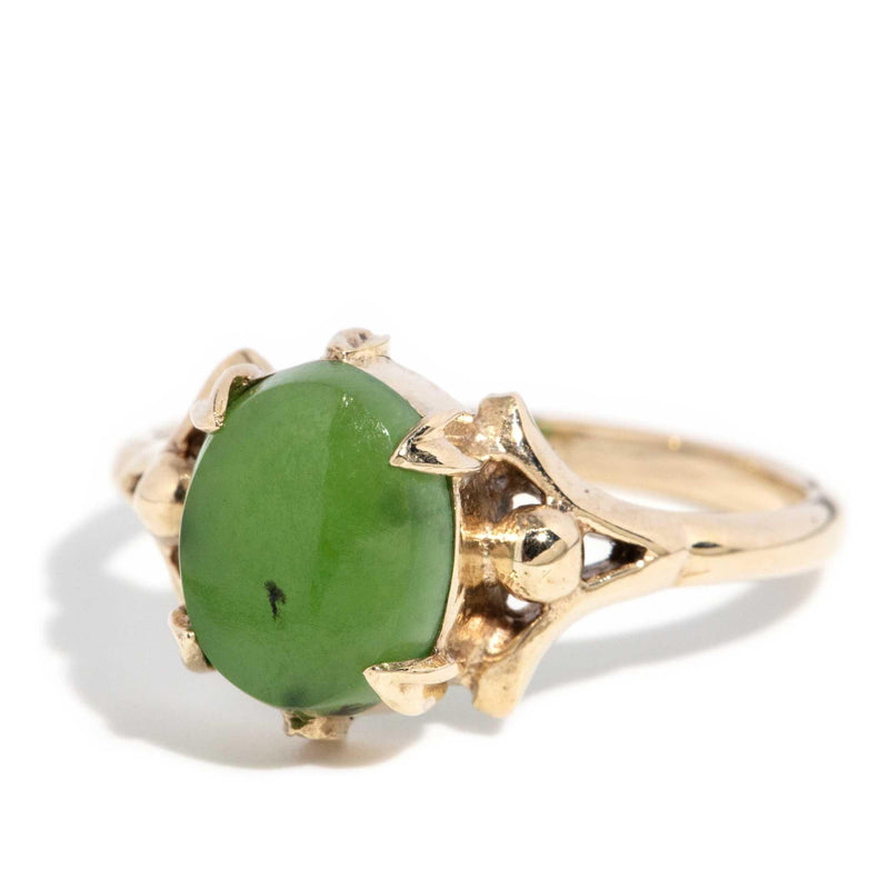 Tattiana 1970s Vintage Nephrite Ring 9ct Gold